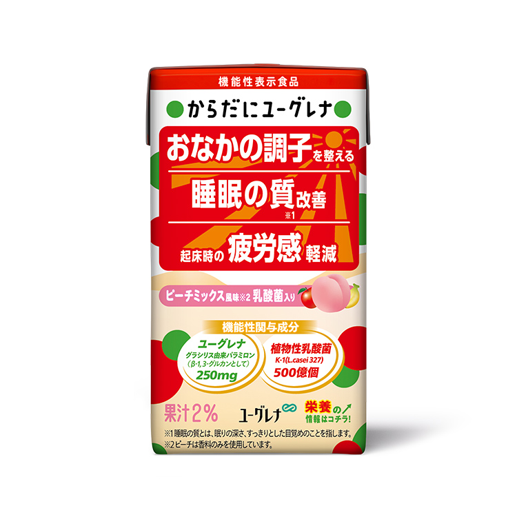 からだにユーグレナ ピーチミックス風味 乳酸菌入り 機能性表示食品（24本セット）