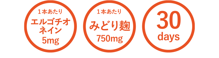 エルゴチオネイン5mg、ミドリ麹750mg、30days